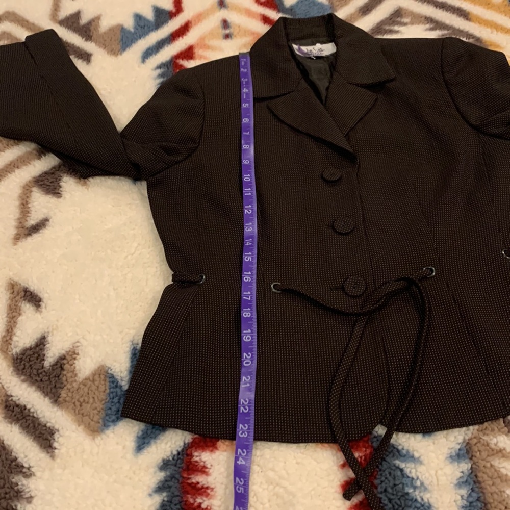 Le Suit Petite brown micro polkadot stylish career skirt suit - Picture 8 of 11
